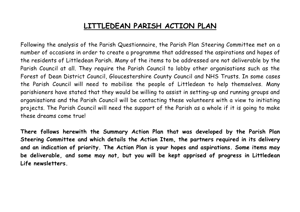 Littledean Action Plan