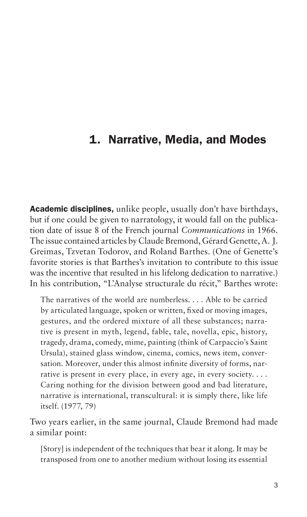 1. Narrative, Media, and Modes