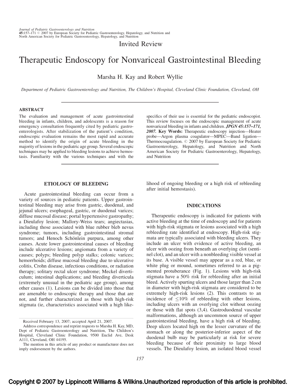 Therapeutic Endoscopy for Nonvariceal Gastrointestinal Bleeding