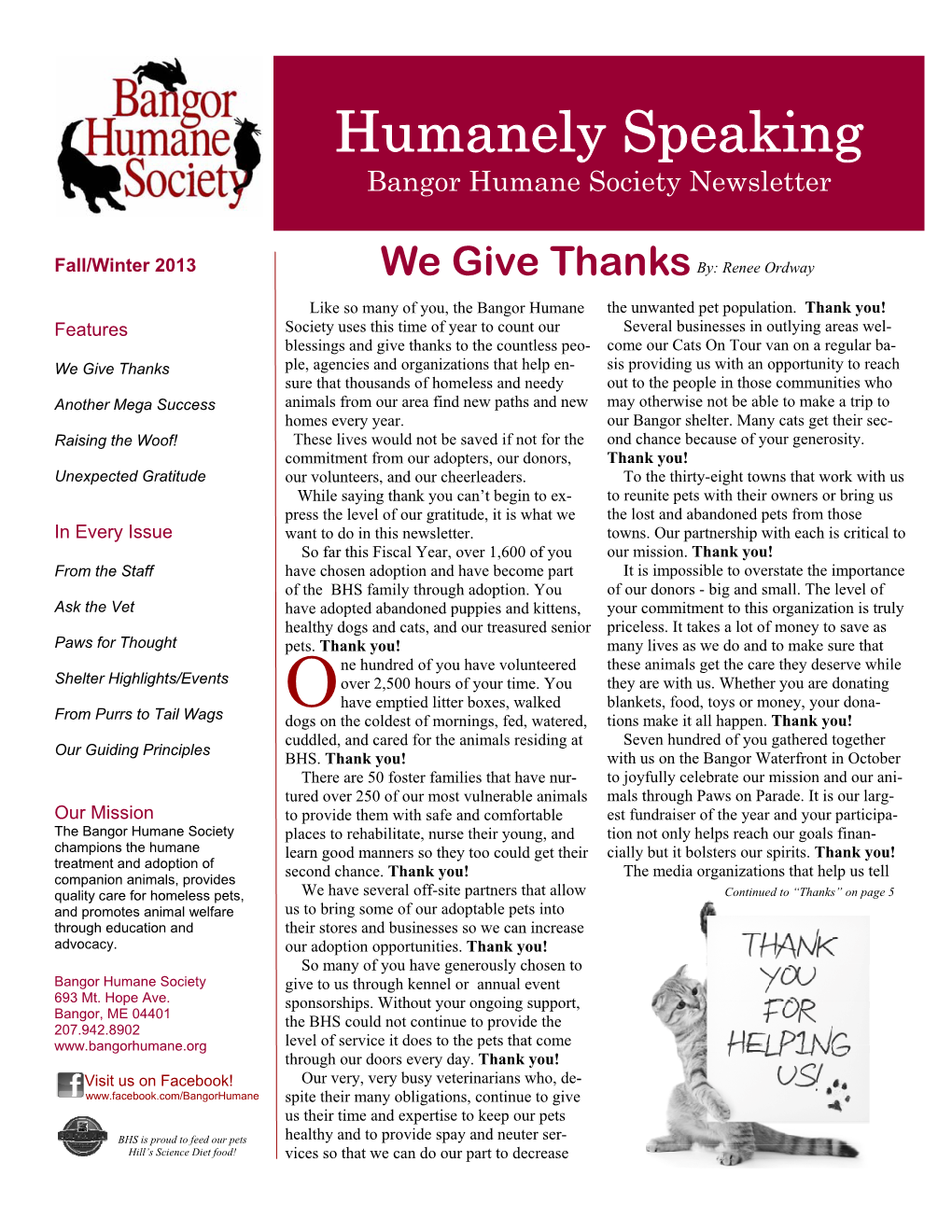 Fall/Winter 2013 Newsletter