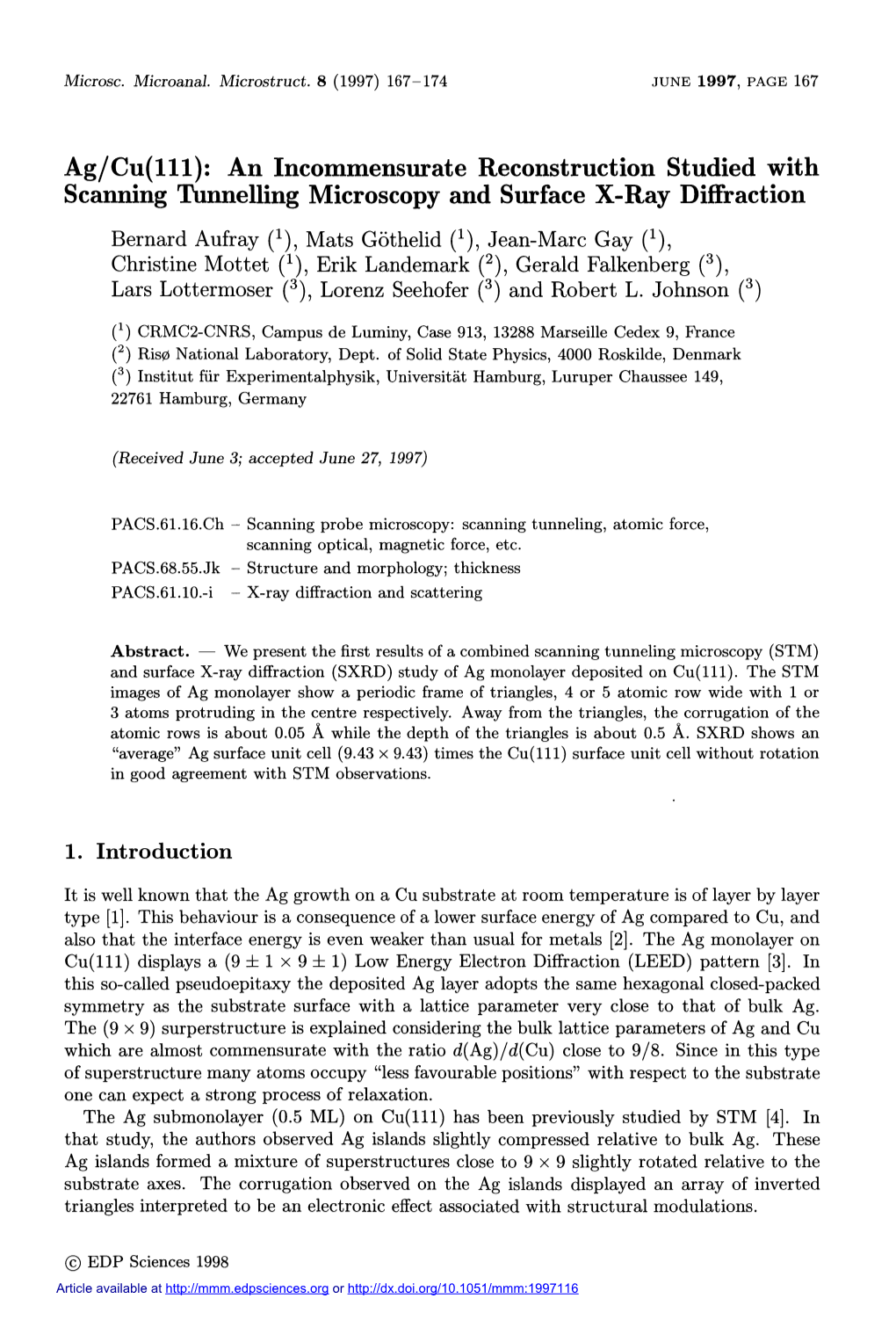 Ag/Cu(111): an Incommensurate Reconstruction Studied With