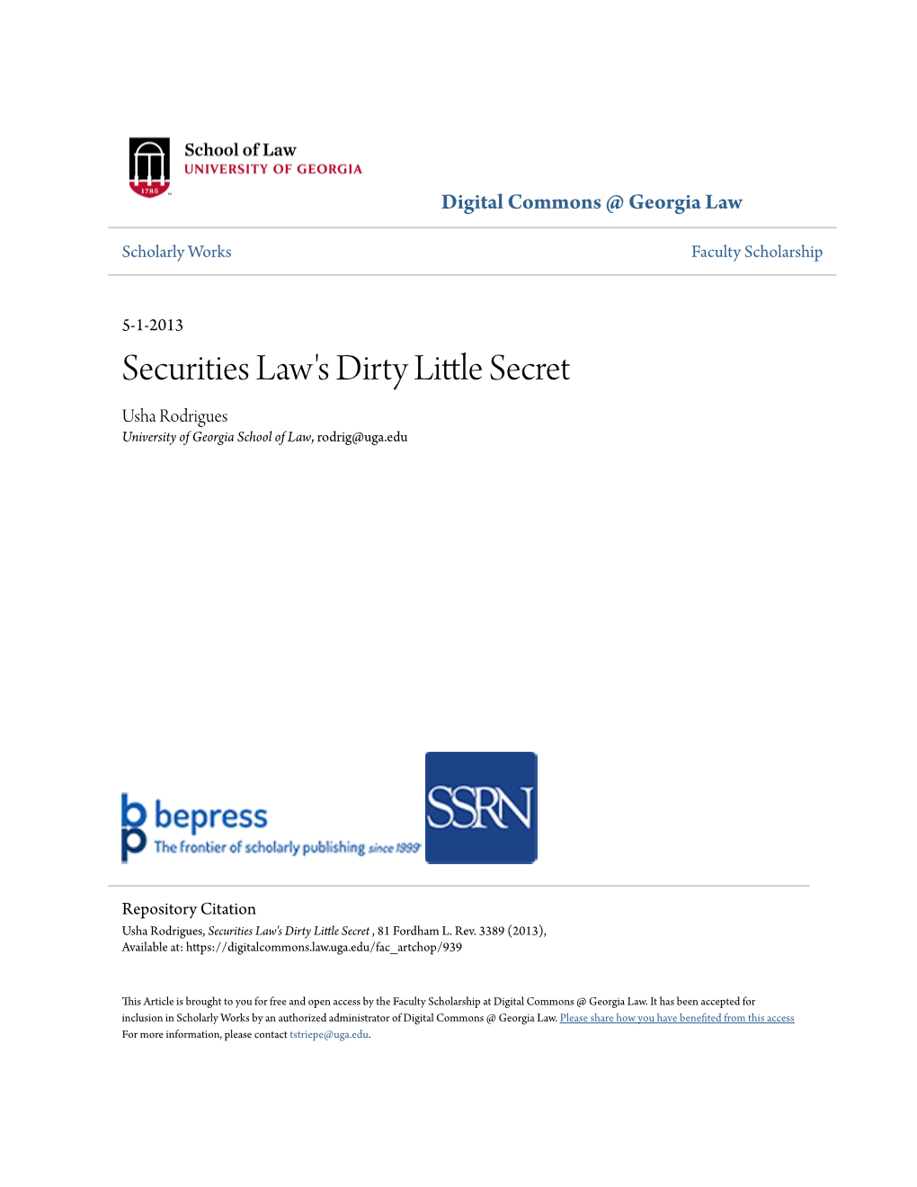 Securities Law's Dirty Little Secret , 81 Fordham L