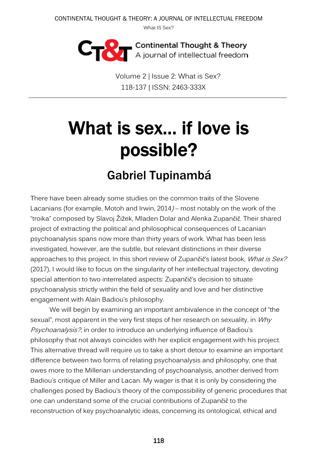 What Is Sex… If Love Is Possible?