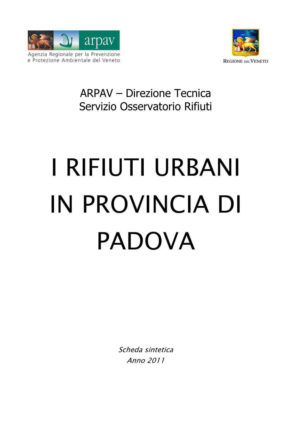 I Rifiuti Urbani in Provincia Di Padova