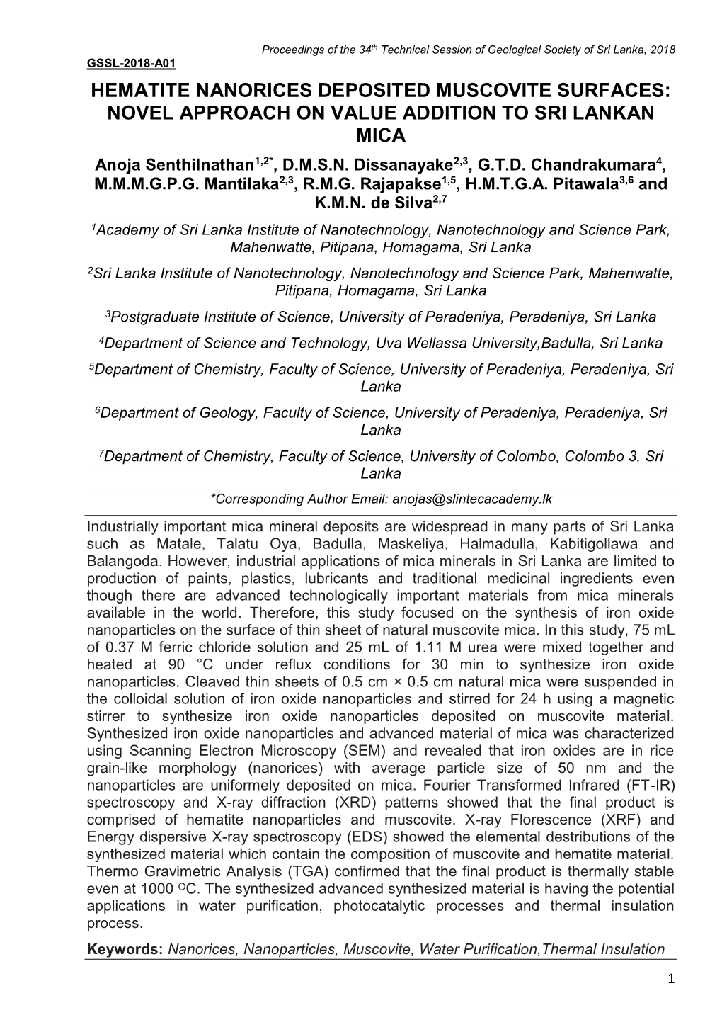 NOVEL APPROACH on VALUE ADDITION to SRI LANKAN MICA Anoja Senthilnathan1,2*, D.M.S.N