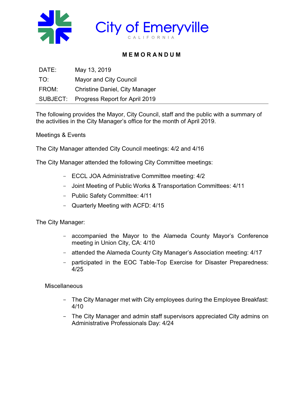 Art Center. in April, Economic Development and Housing Staff Continued to Hold Periodic Meetings with Orton Development, Inc