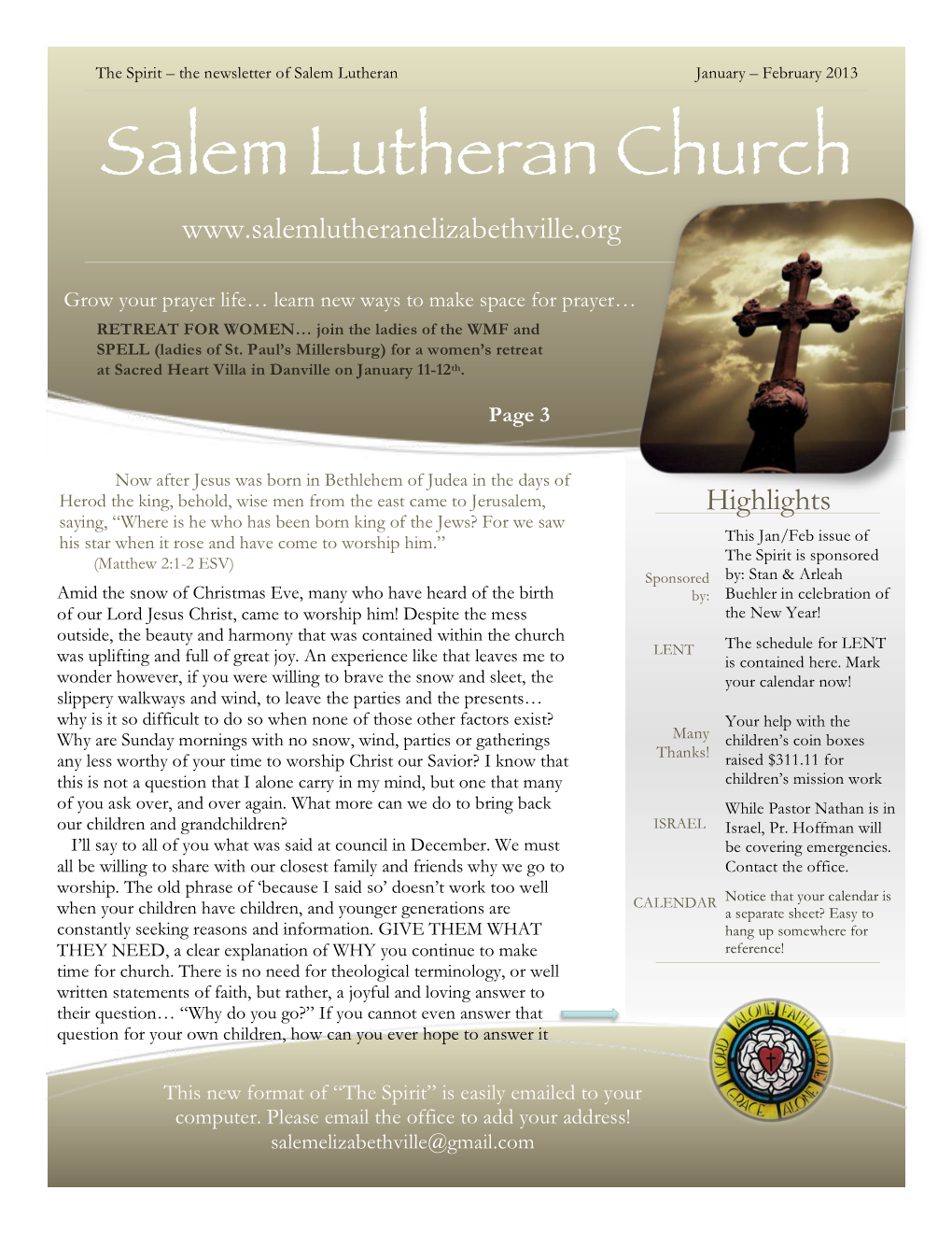 January – February 2013 Salem Lutheran Church