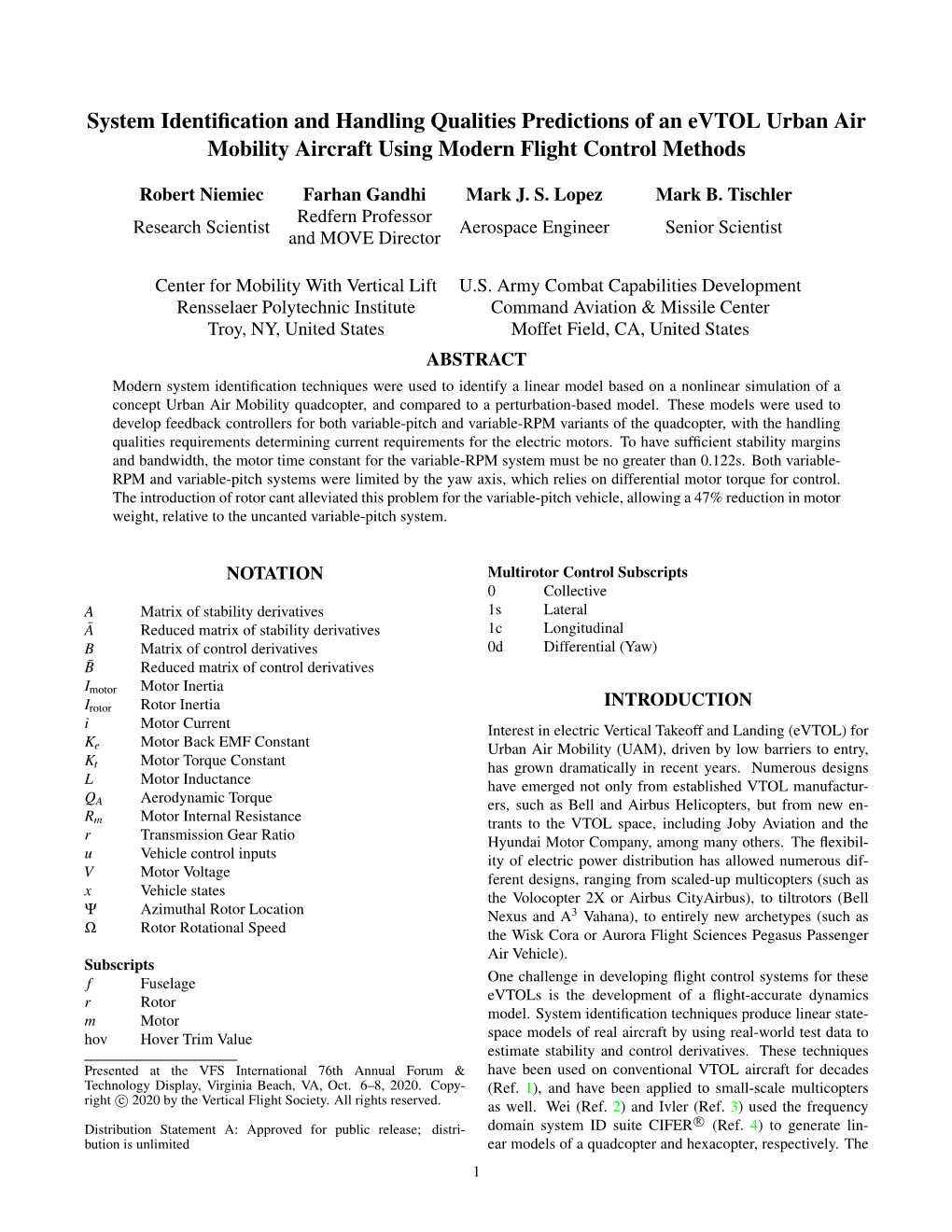 System Identification and Handling Qualities Predictions of an Evtol