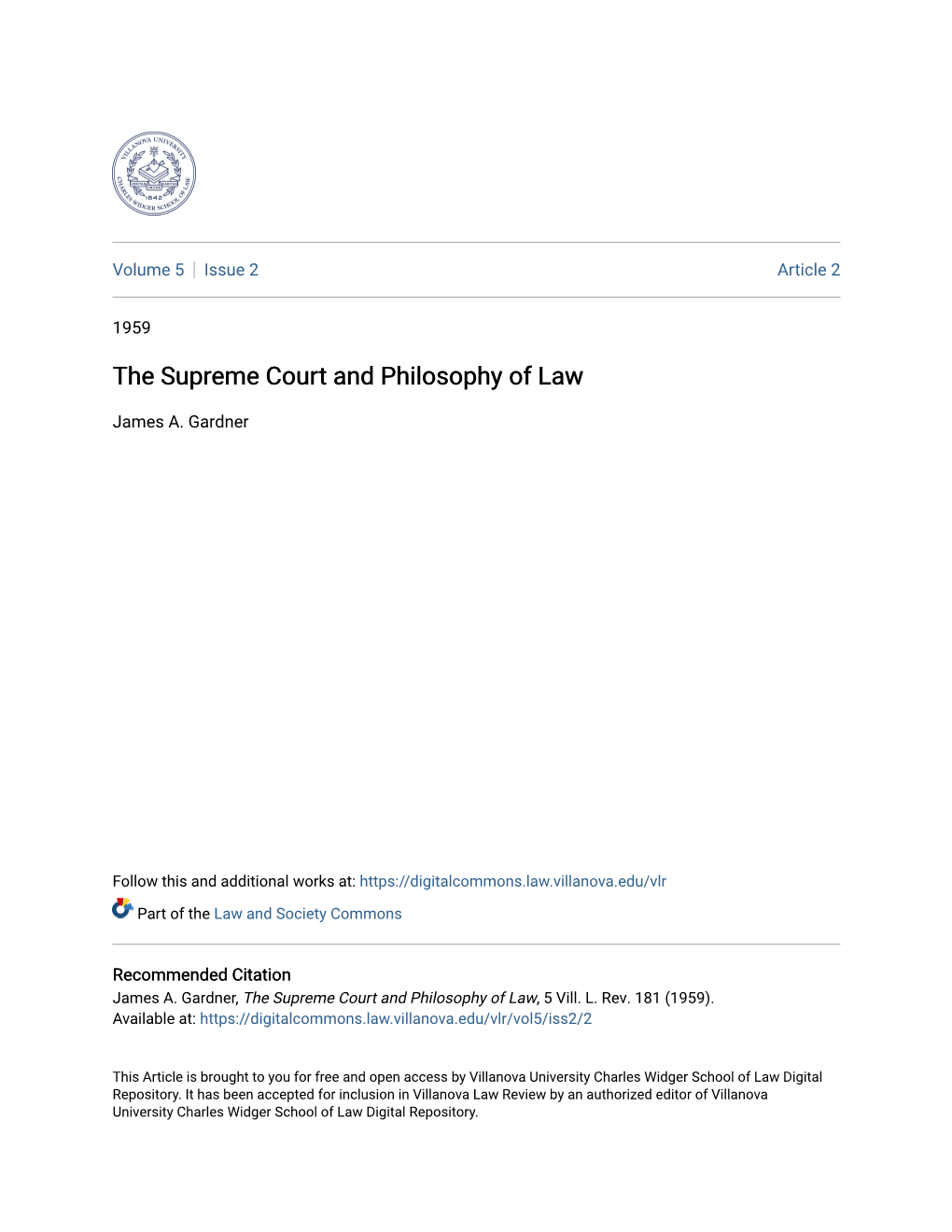 The Supreme Court and Philosophy of Law