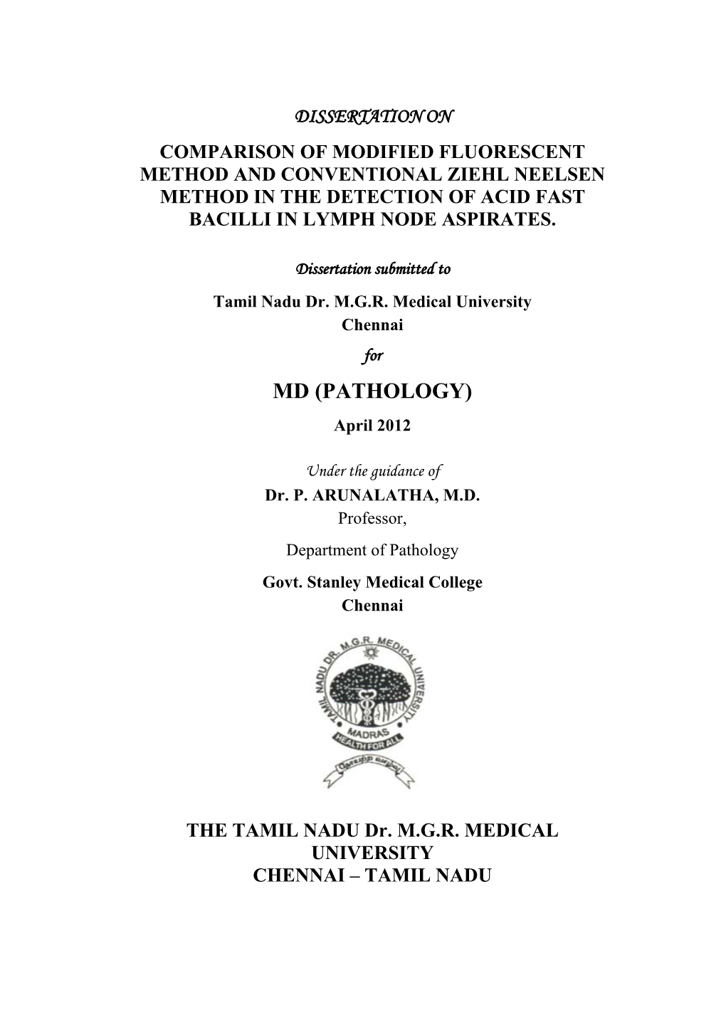 MD (PATHOLOGY) April 2012