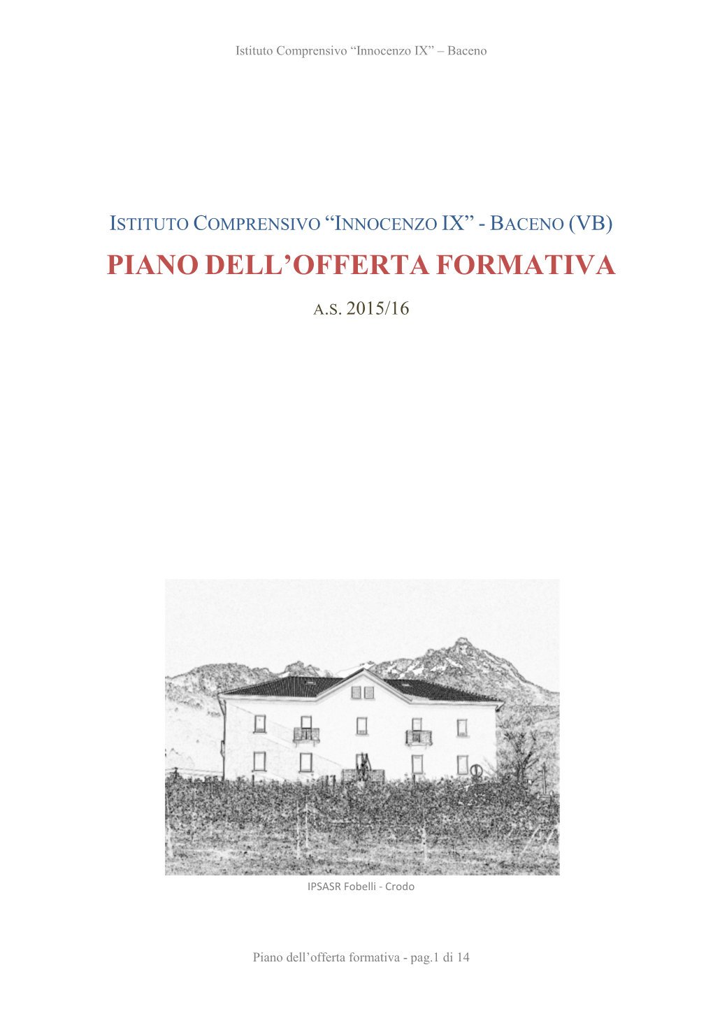 Baceno (Vb) Piano Dell’Offerta Formativa