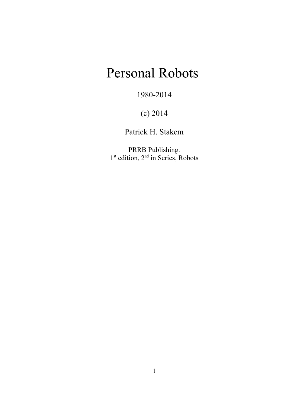 Personal Robots