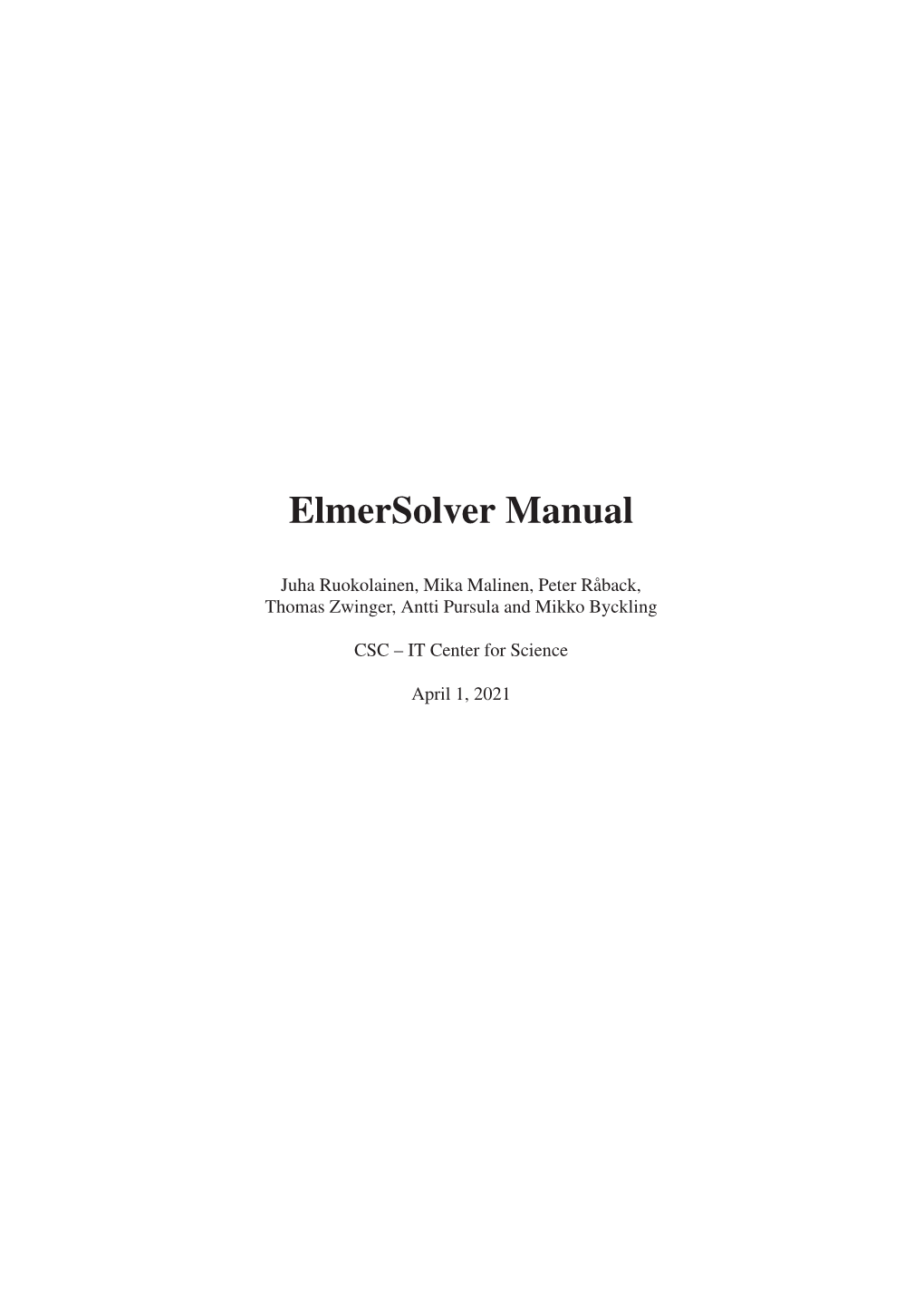 Elmersolver Manual