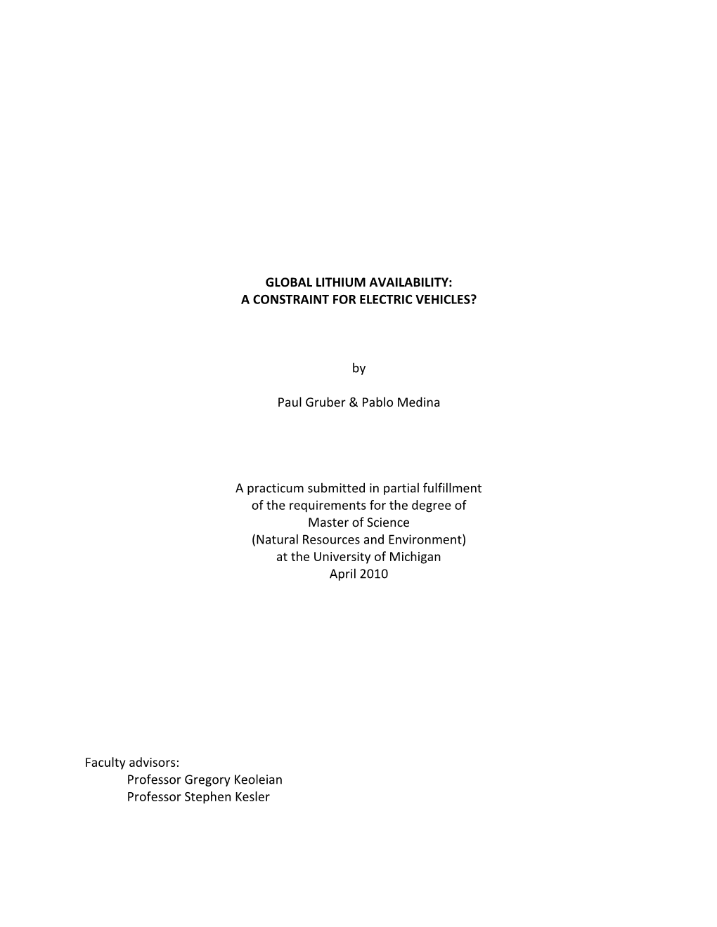 Global Lithium Availability: a Constraint for Electric Vehicles?