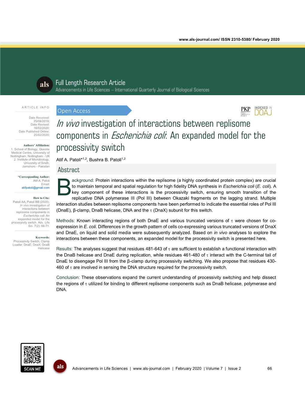 In Vivo Investigation of Interactions Between Replisome Components in Escherichia Coli: an Expanded Model for the Processivity Switch