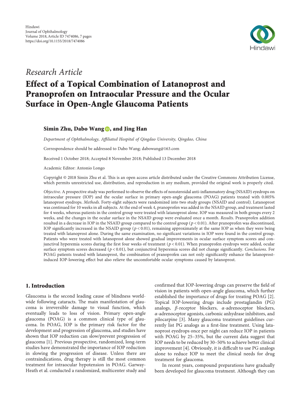 Effect of a Topical Combination of Latanoprost and Pranoprofen on Intraocular Pressure and the Ocular Surface in Open-Angle Glaucoma Patients
