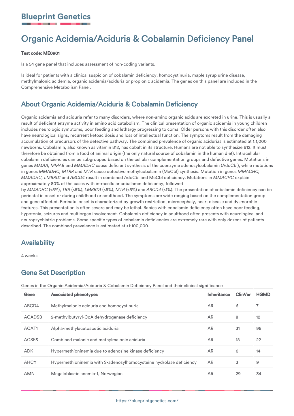 Blueprint Genetics Organic Acidemia/Aciduria &Amp