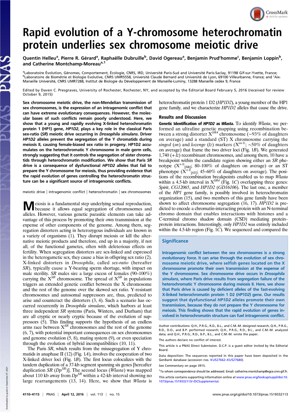 Rapid Evolution of a Y-Chromosome Heterochromatin Protein Underlies Sex Chromosome Meiotic Drive