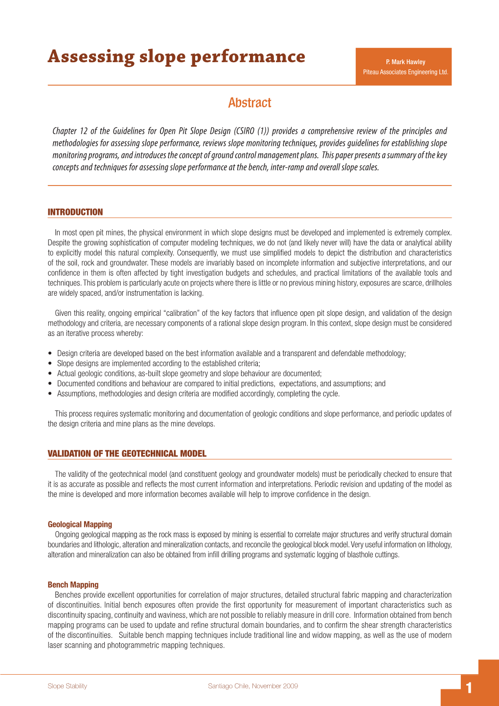 Assessing Slope Performance P