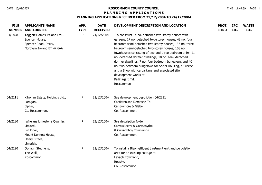 File Number Roscommon County Council