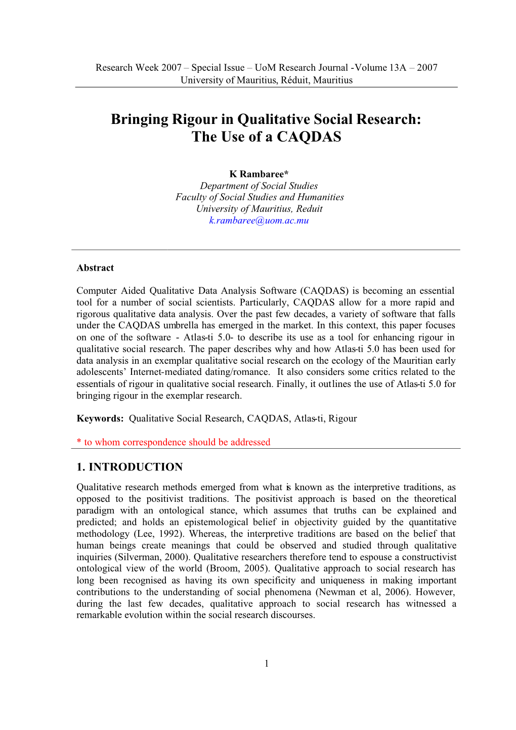 Bringing Rigour in Qualitative Social Research: the Use of a CAQDAS