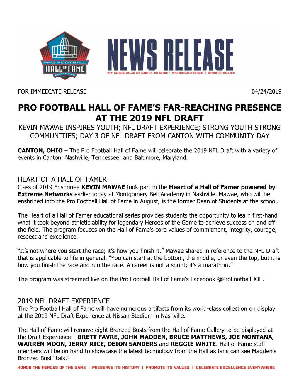 Pro Football Hall of Fame's Far-Reaching Presence At