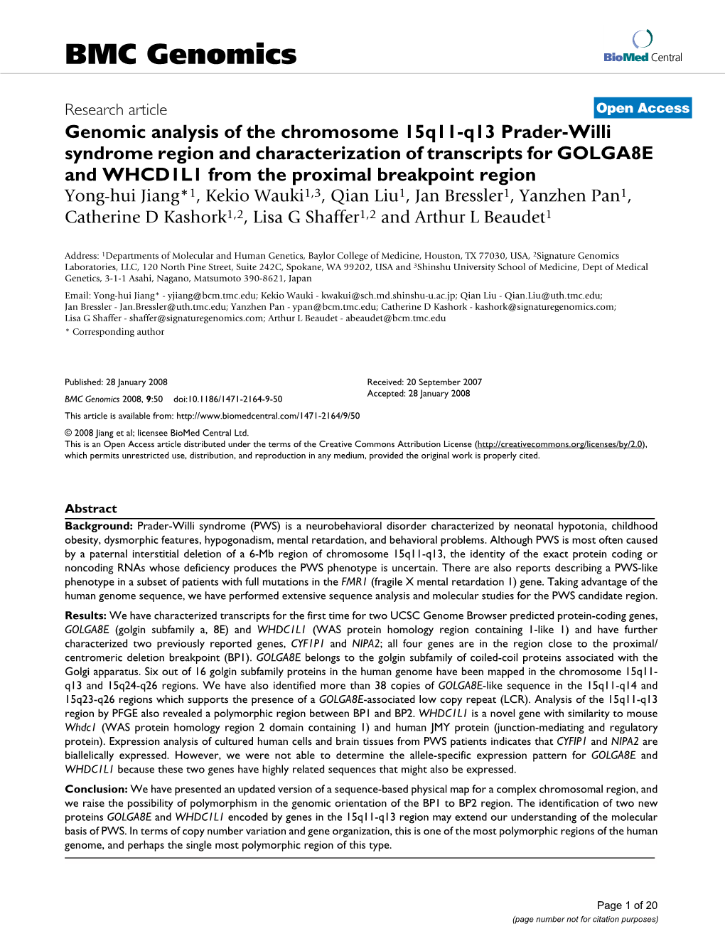 BMC Genomics Biomed Central