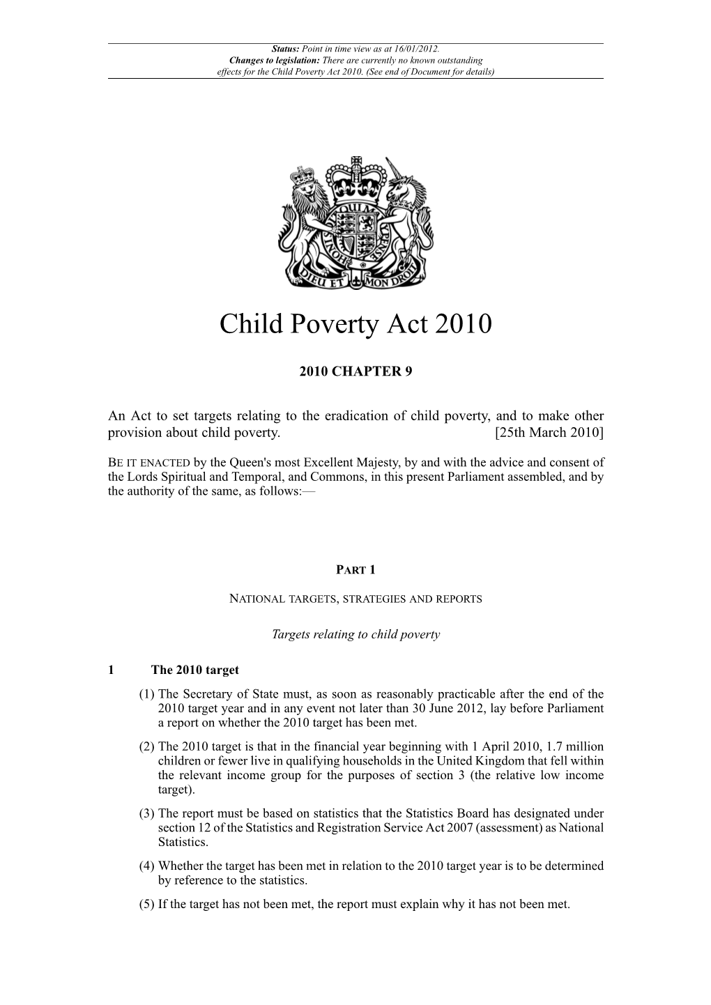 Child Poverty Act 2010