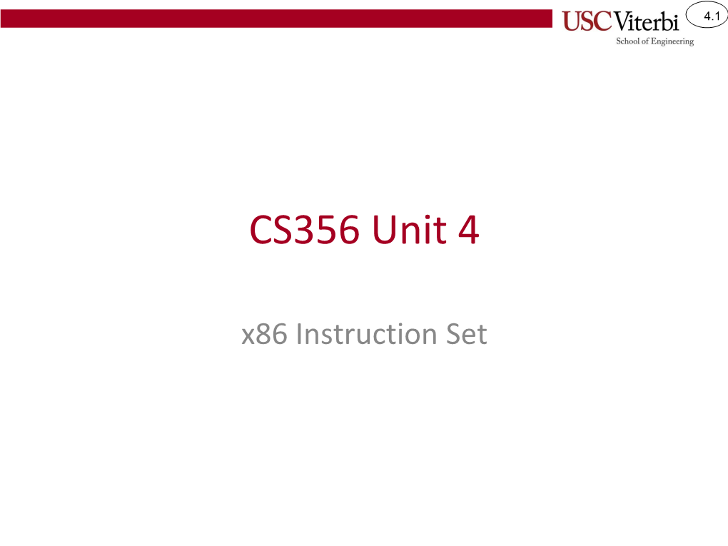 CS356 Unit 4 X86 Instruction Set 4.2 Why Learn Assembly