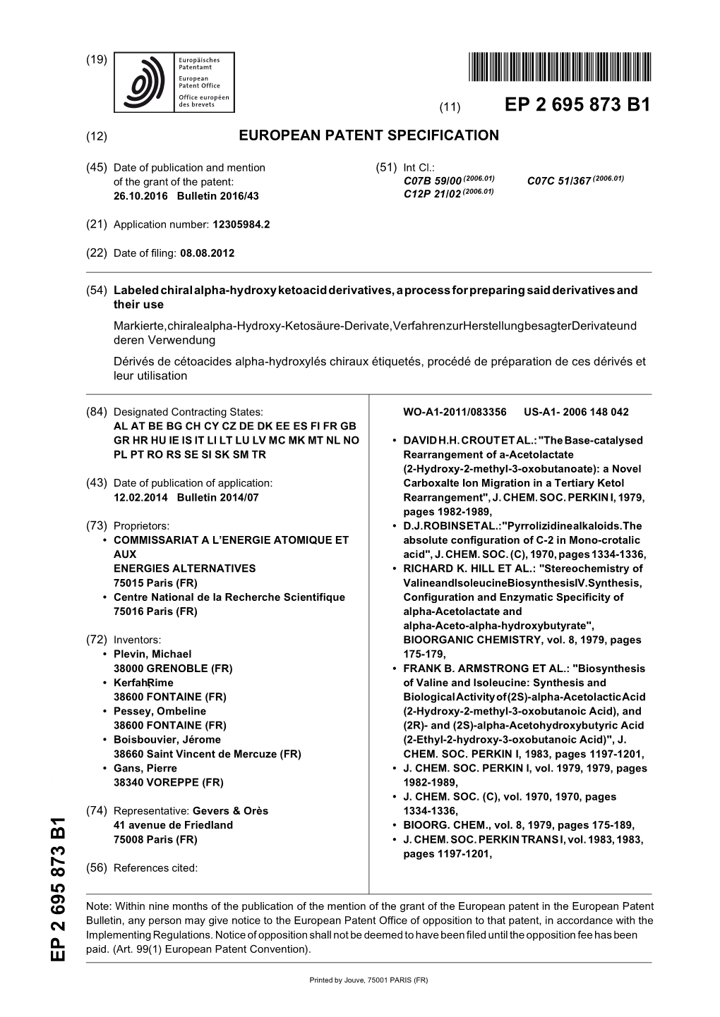 Labeled Chiral Alpha-Hydroxy Ketoacid Derivatives, a Process for Preparing Said Derivatives and Their