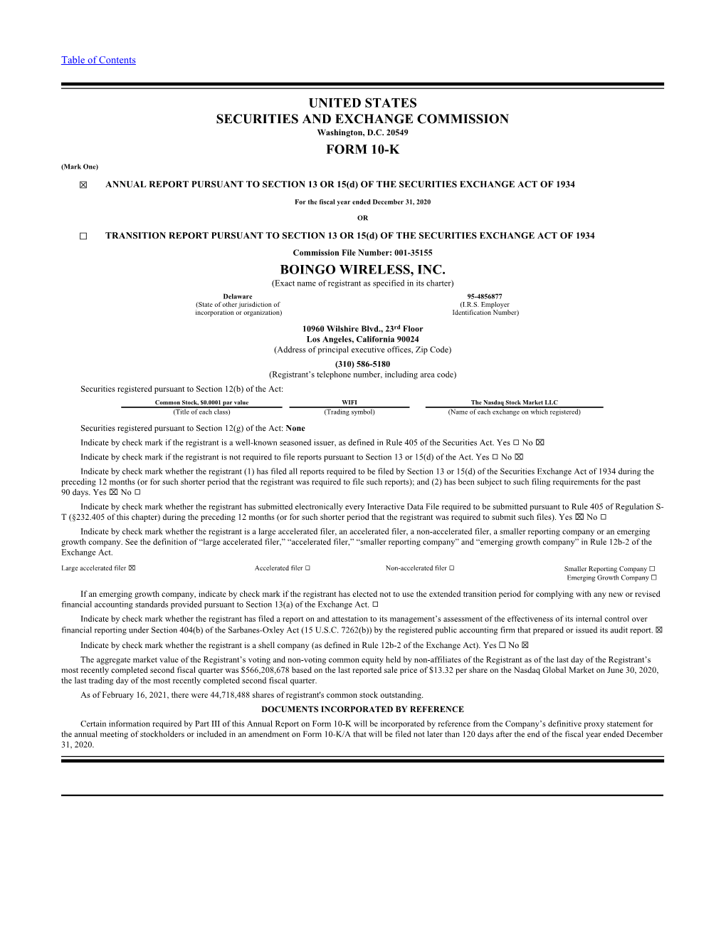 United States Securities and Exchange Commission Form