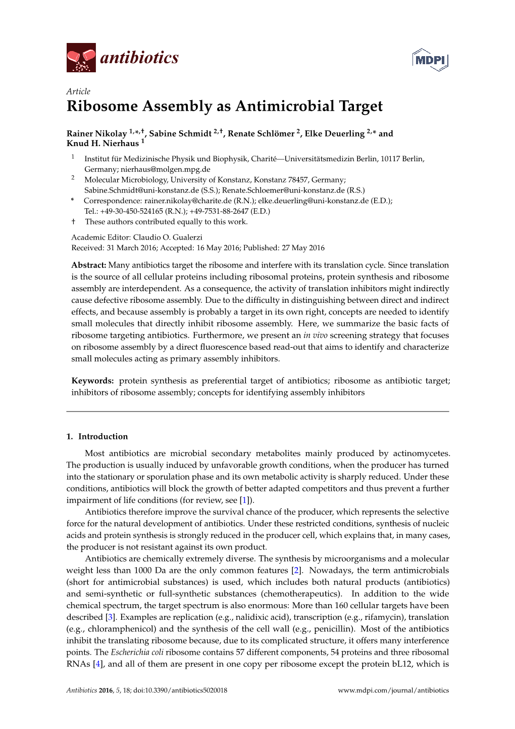 Ribosome Assembly As Antimicrobial Target