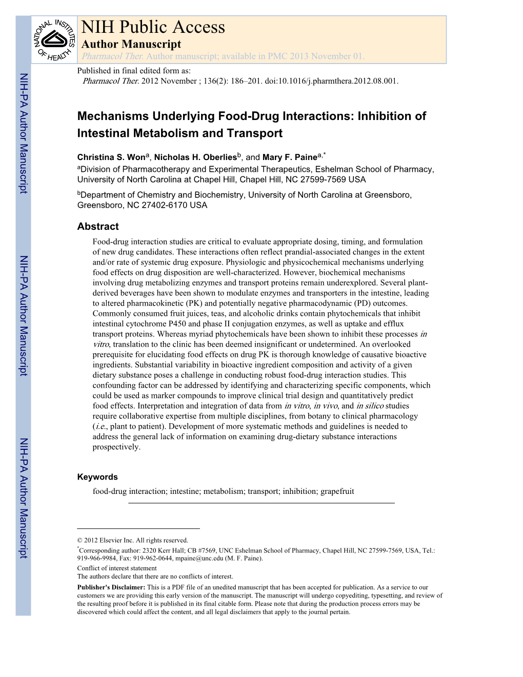 NIH Public Access Author Manuscript Pharmacol Ther