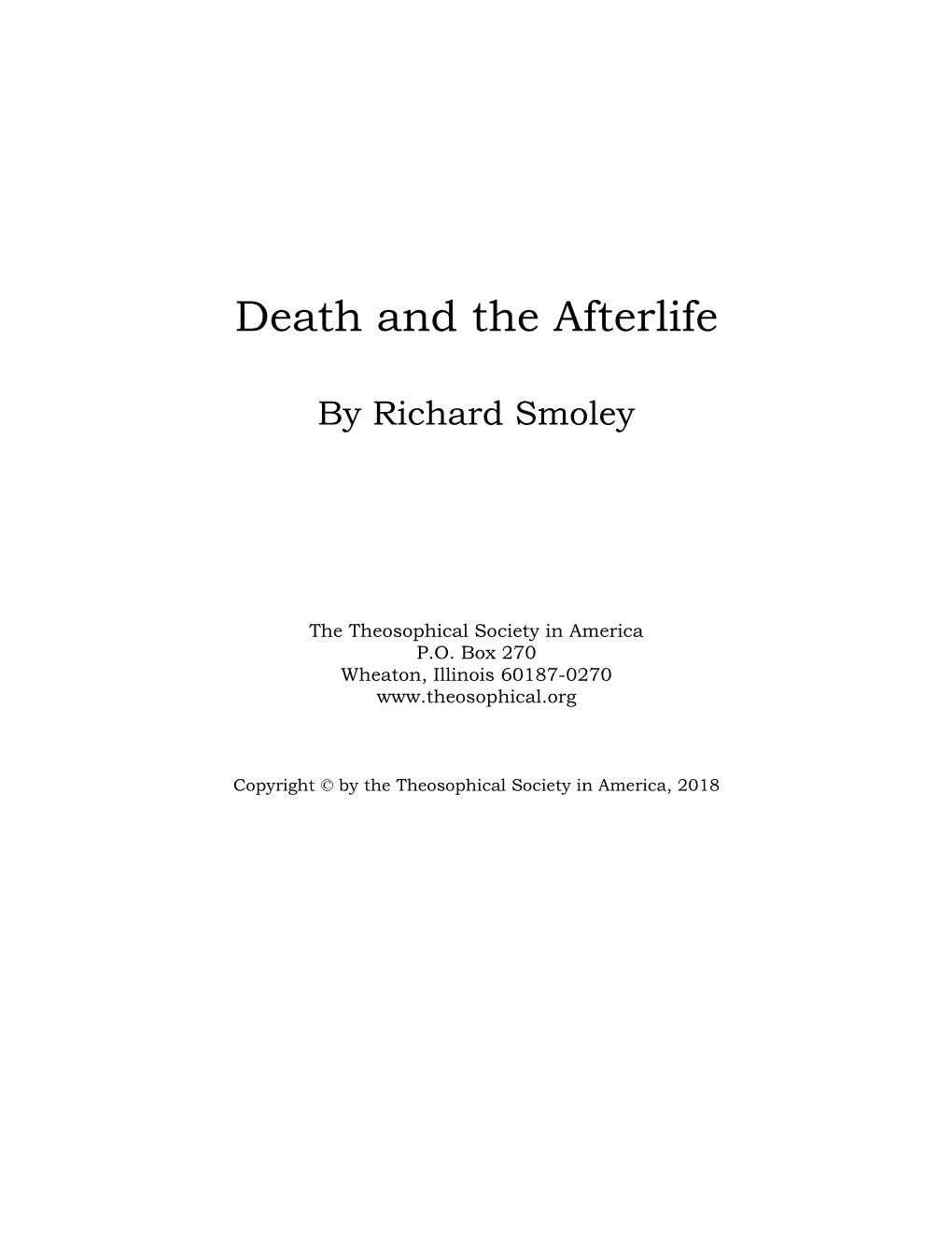 Death and the Afterlife