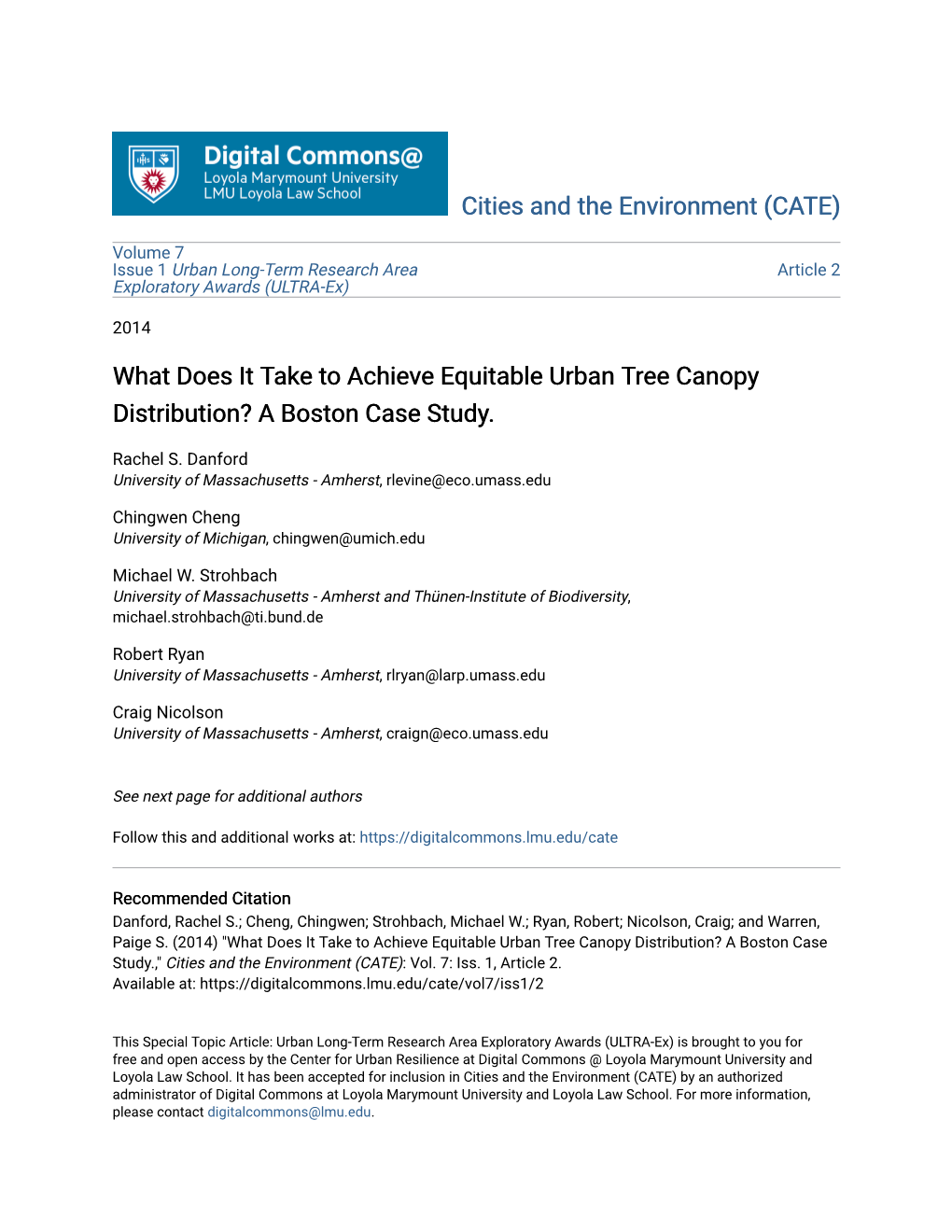 What Does It Take to Achieve Equitable Urban Tree Canopy Distribution? a Boston Case Study