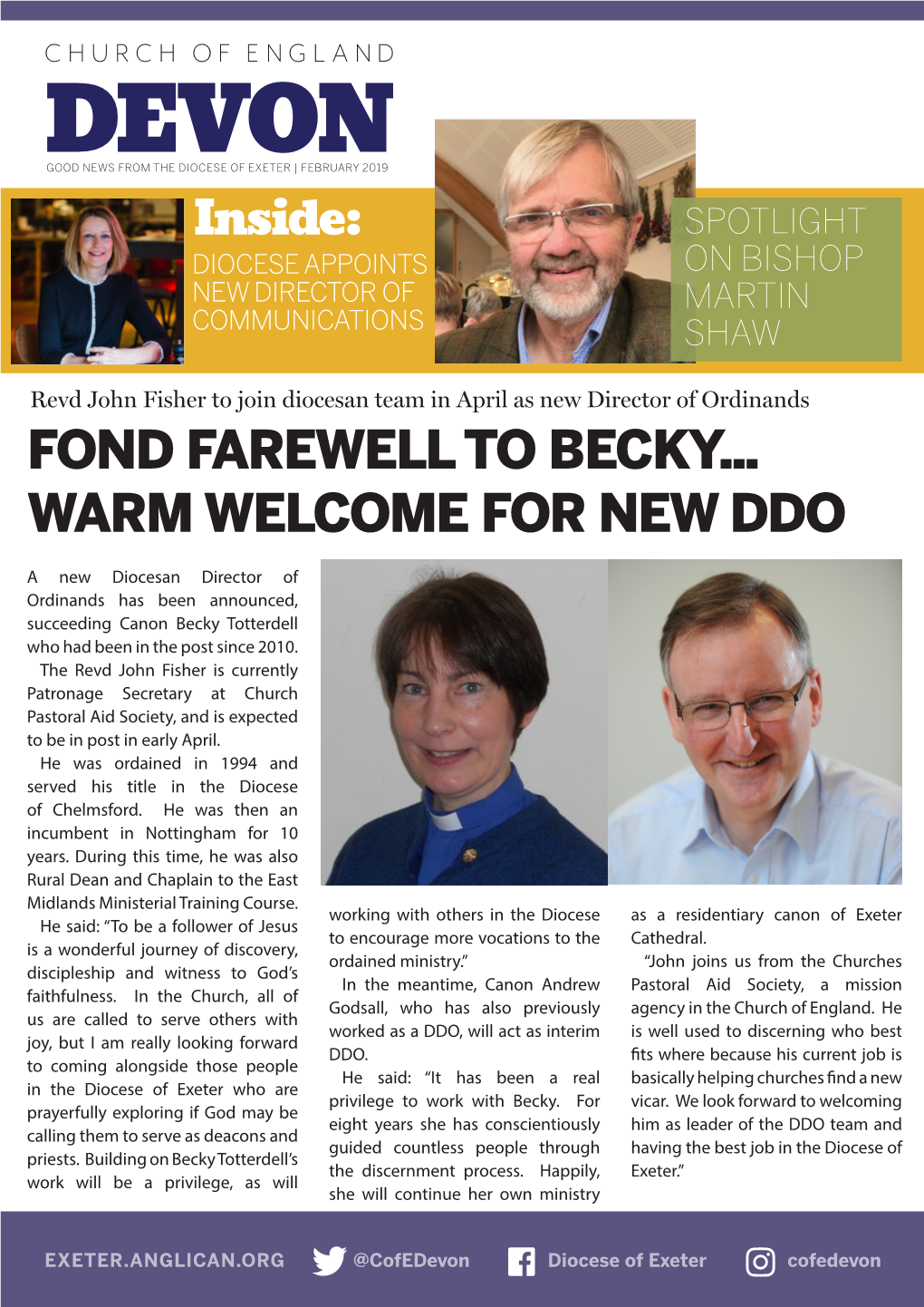 Fond Farewell to Becky... Warm Welcome for New Ddo
