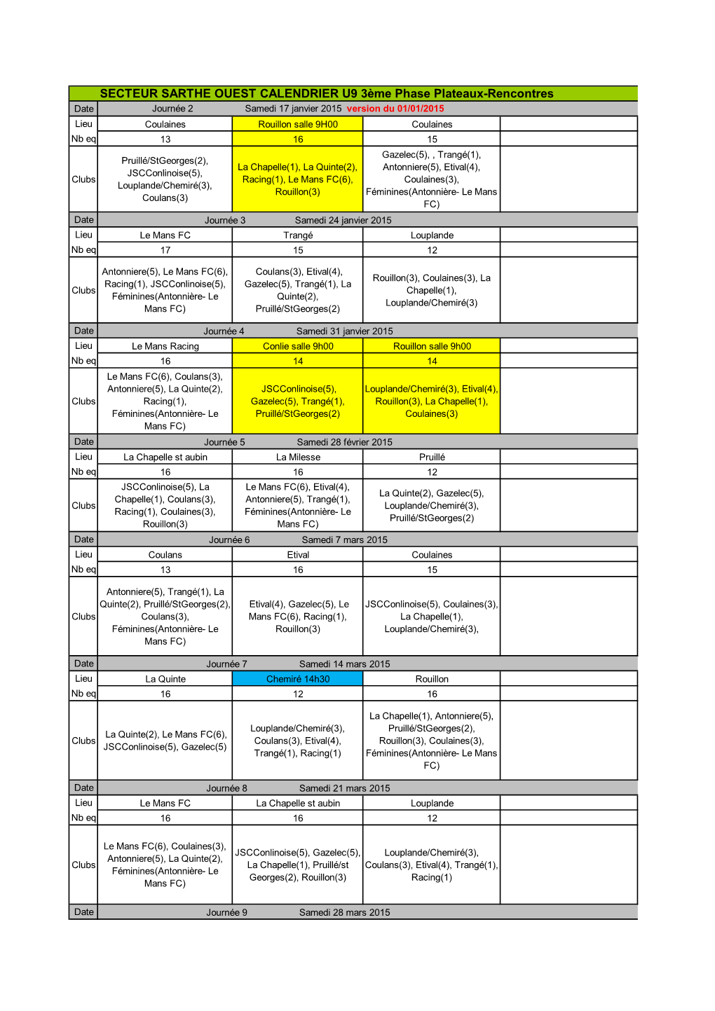 Plateau U7 U9 1Ere Phase