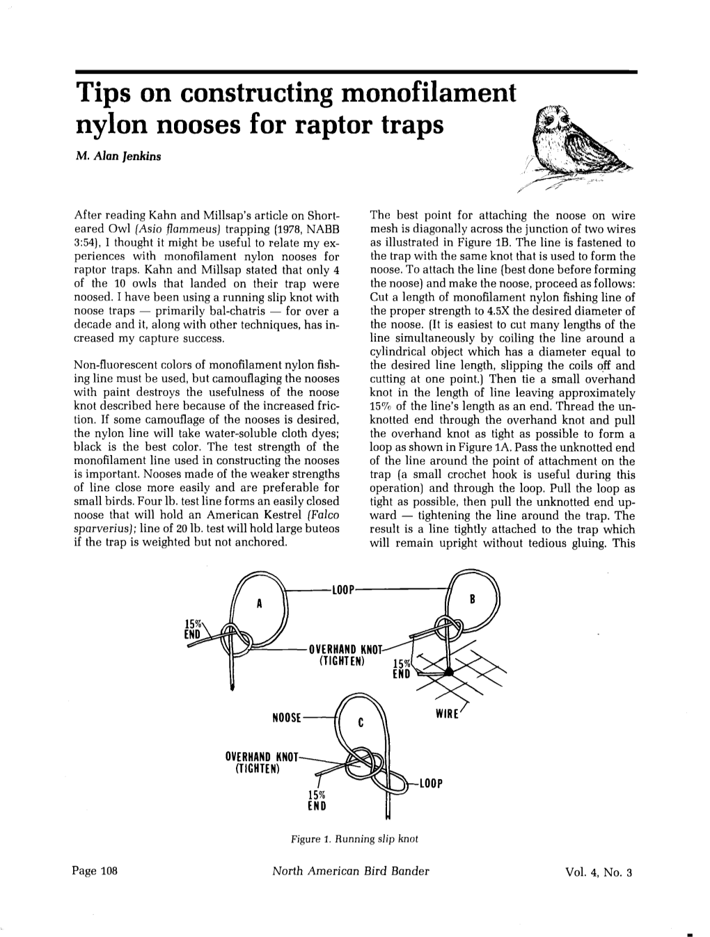 Tips on Constructing Monofilament Nylon Nooses for Raptor Traps