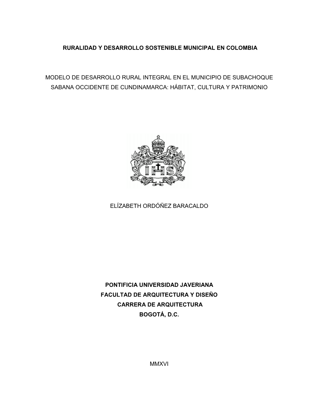 Ruralidad Y Desarrollo Sostenible Municipal En Colombia