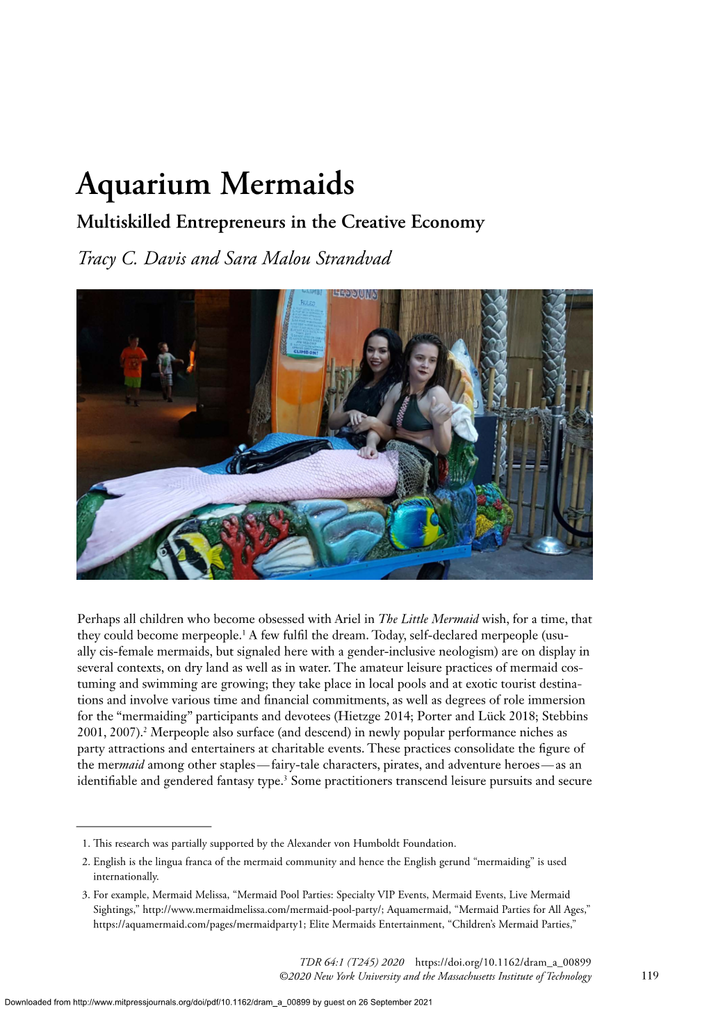 Aquarium Mermaids Multiskilled Entrepreneurs in the Creative Economy Tracy C