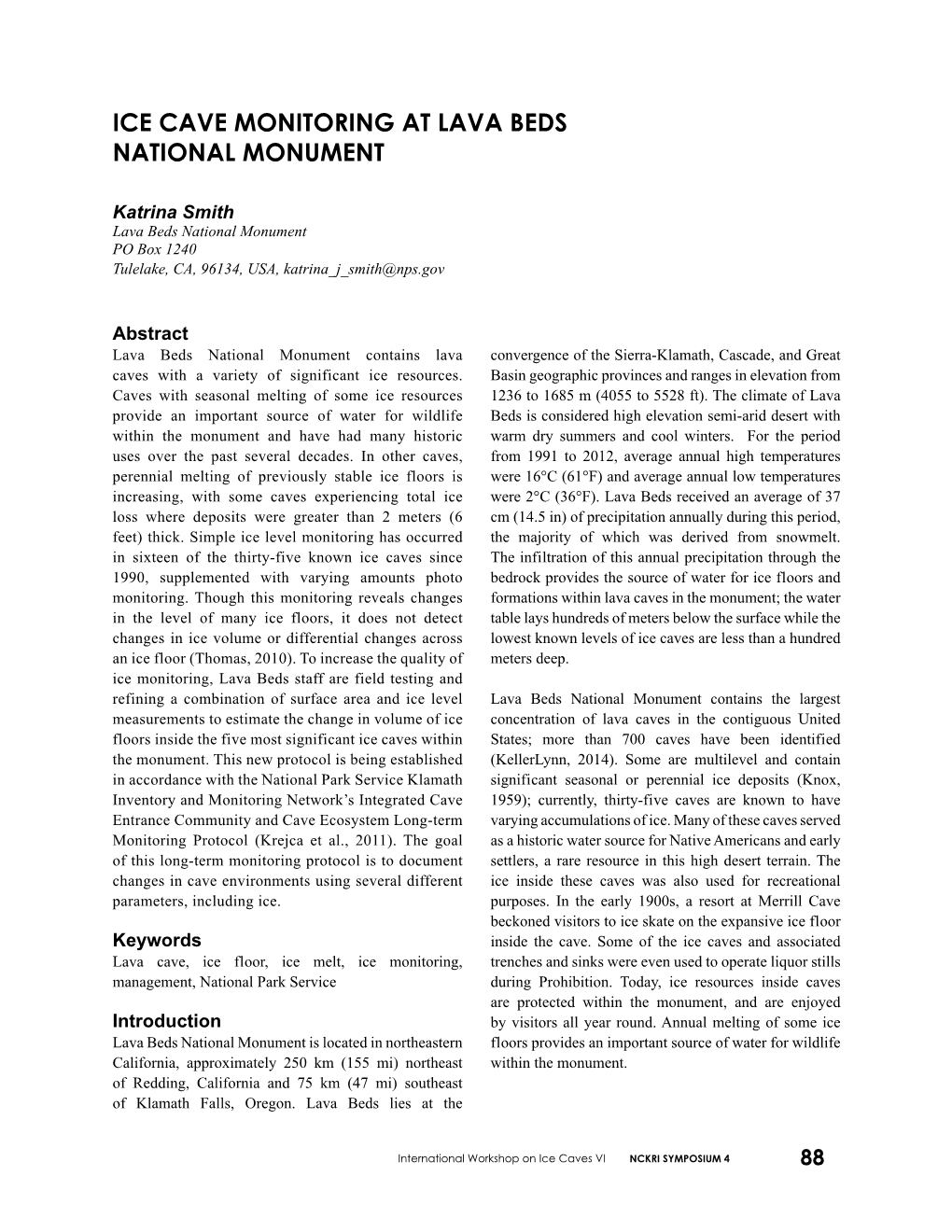 Ice Cave Monitoring at Lava Beds National Monument