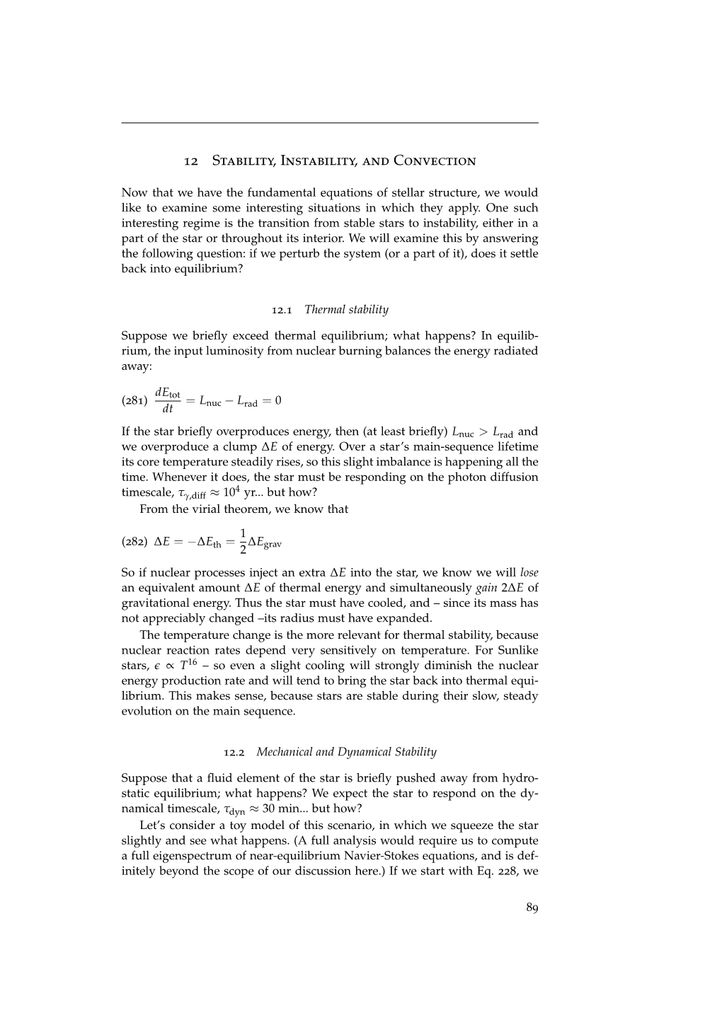 Stability and Convection