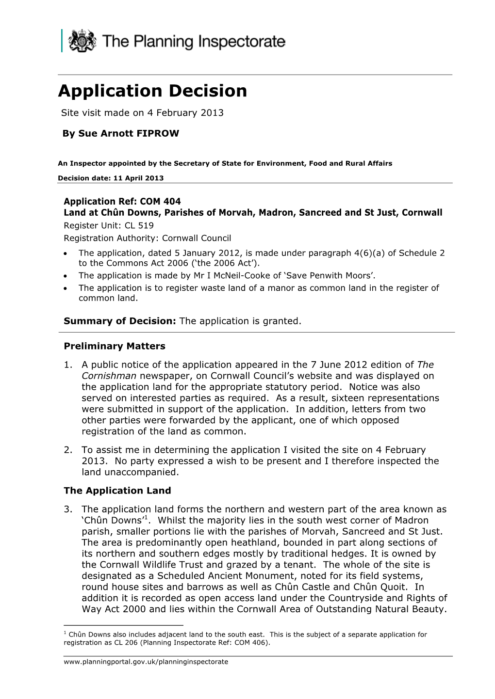 Application 2798, Granted, April 2013. To