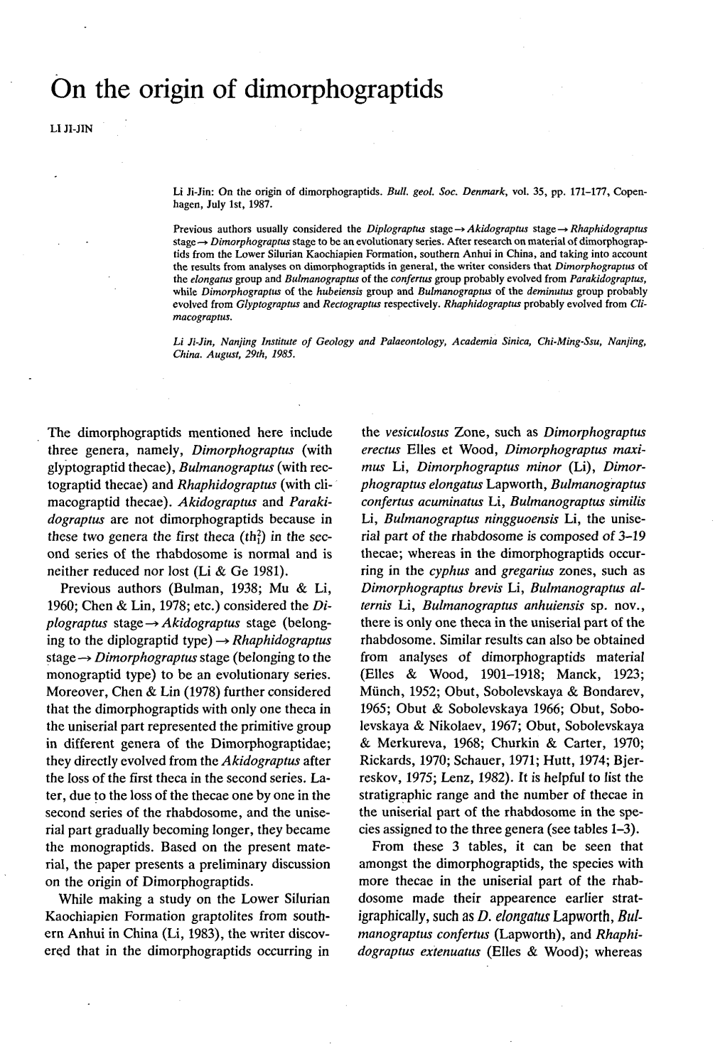 Bulletin of the Geological Society of Denmark, Vol. 35/3-4 Pp. 171-177
