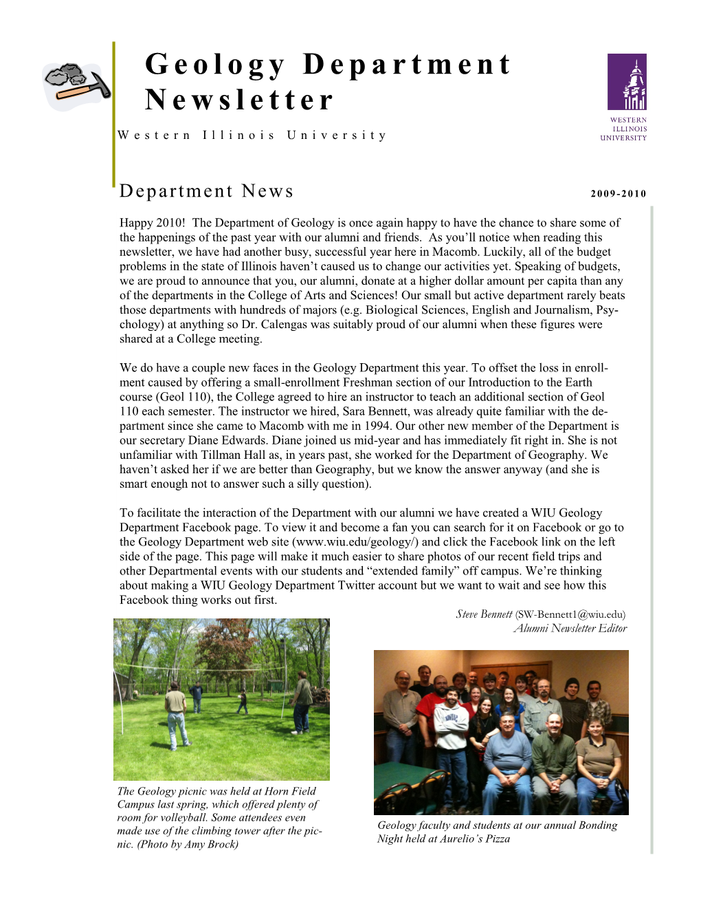 Geology Department Newsletter