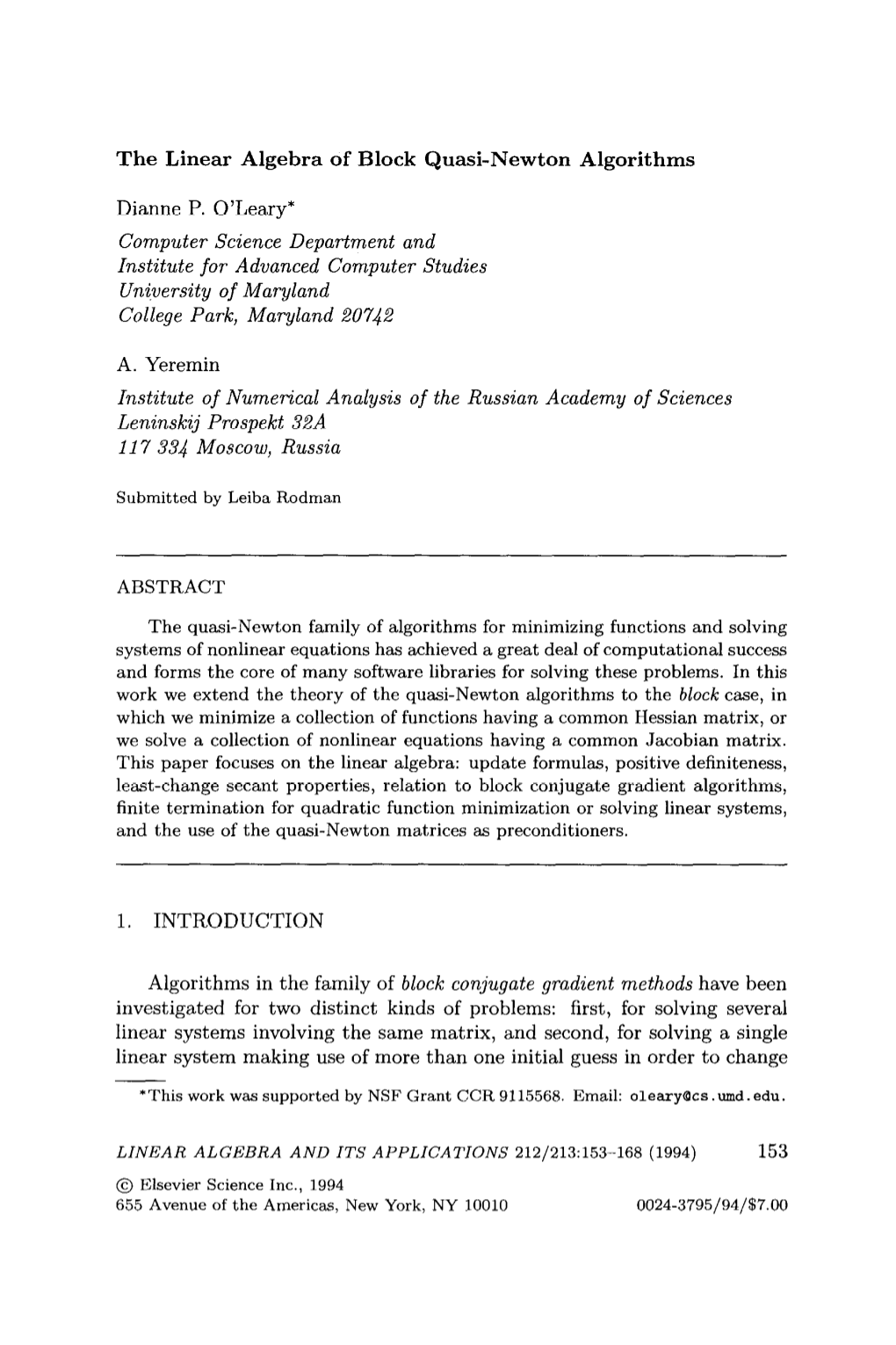 The Linear Algebra of Block Quasi-Newton Algorithms