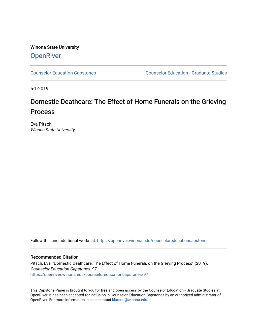 Domestic Deathcare: the Effect of Home Funerals on the Grieving Process