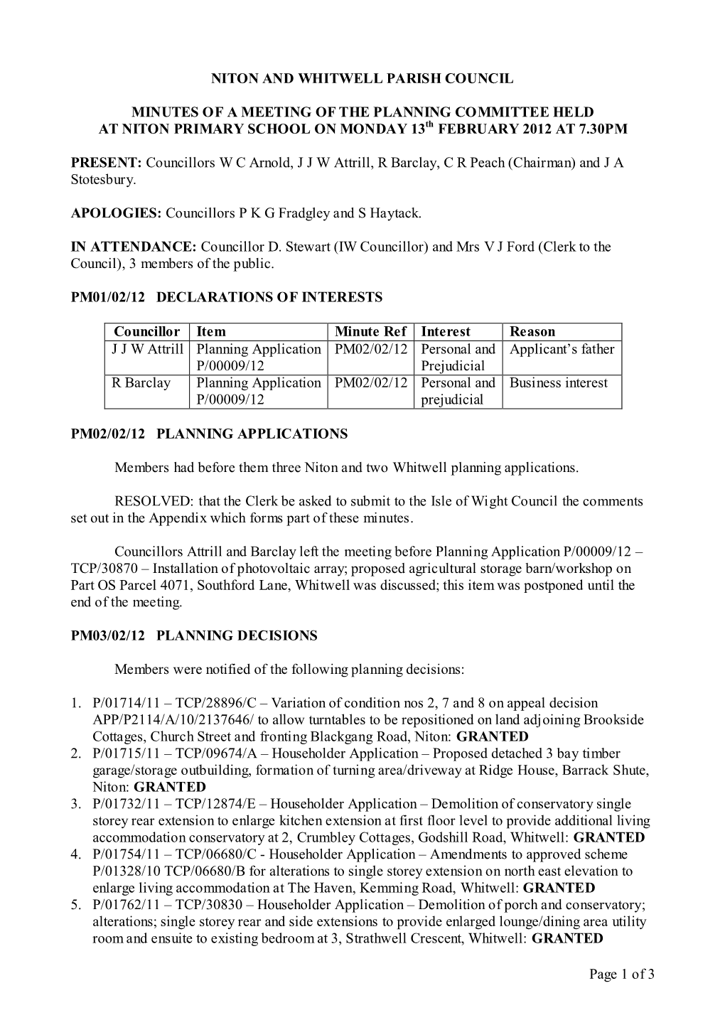 Niton and Whitwell Parish Council