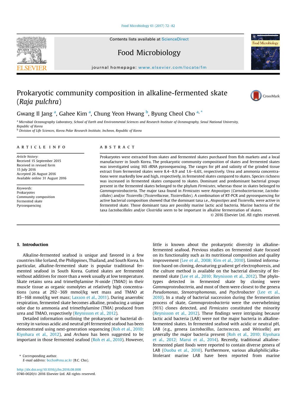 Prokaryotic Community Composition in Alkaline-Fermented Skate (Rajaￂﾠ