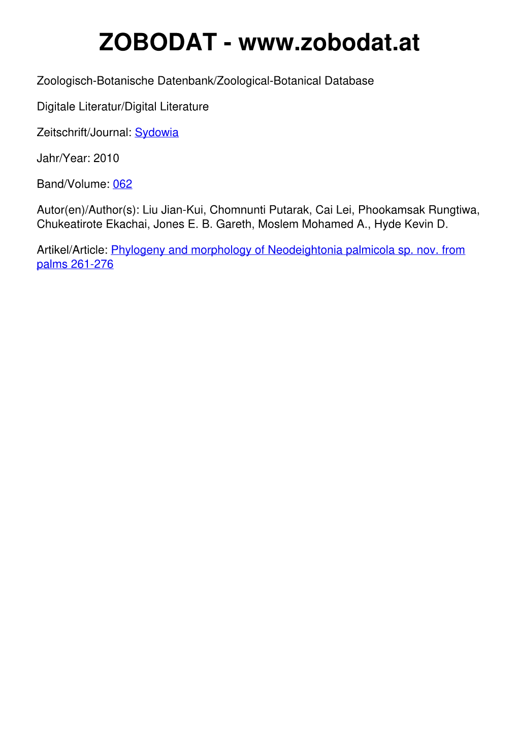 Phylogeny and Morphology of Neodeightonia Palmicola Sp. Nov